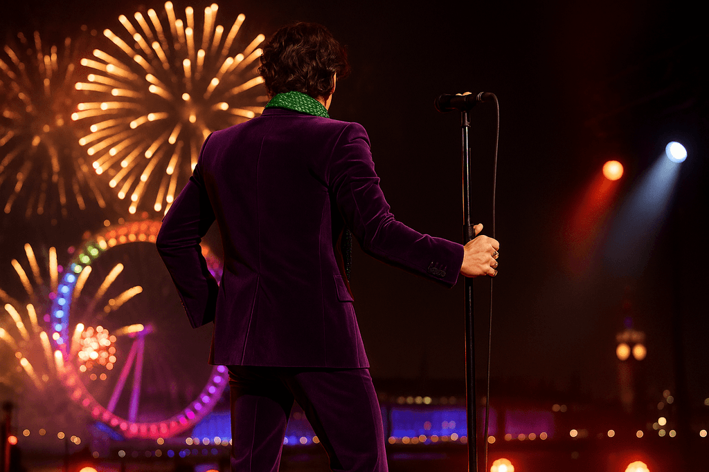 Harry Styles Stuns in Gucci at New Year’s Eve Concert in London