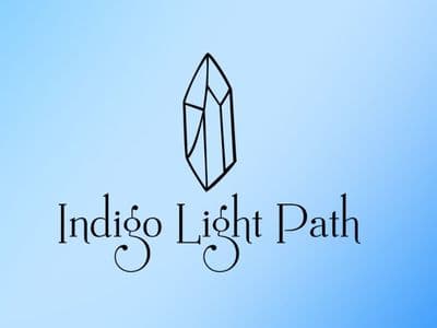 Indigo Light Path logo featuring a crystal icon on a blue gradient background.